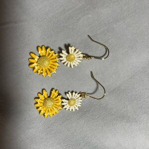 Yellow and White Daisy Earrings